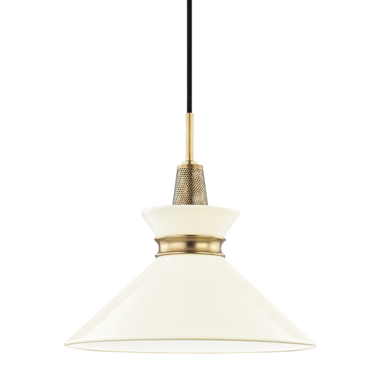 Mitzi 1 Light Pendant in Aged Brass/Cream H251701S-AGB/CR