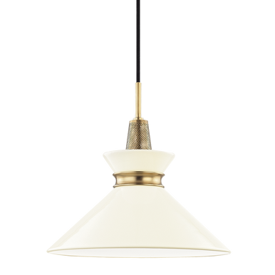 Mitzi 1 Light Pendant in Aged Brass/Cream H251701S-AGB/CR