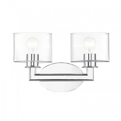 Livex Lighting Bernardino 2 Light Polished Chrome Vanity Sconce with Mouth Blown Clear Glass 17912-05