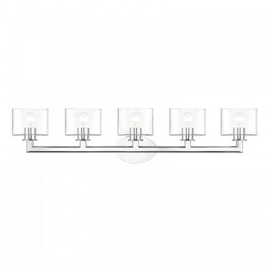 Livex Lighting Bernardino 5 Light Polished Chrome Extra Large Vanity Sconce with Mouth Blown Clear Glass 17915-05