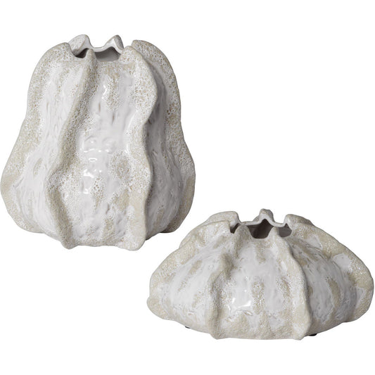 Uttermost Urchin Textured Ivory Vases, S/2 17973