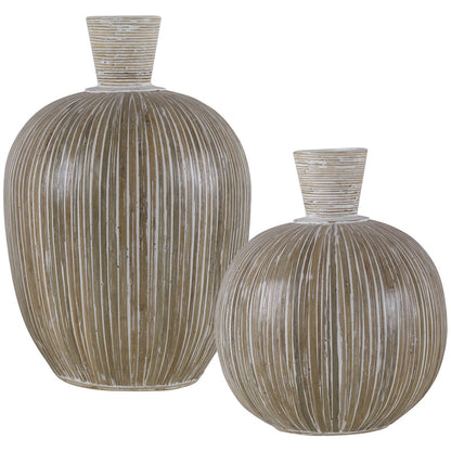 Uttermost Islander White Washed Vases, S/2 17990