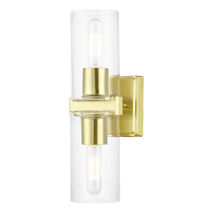 Livex Lighting Clarion Collection  2 Light Satin Brass Vanity Sconce in Satin Brass 18032-12