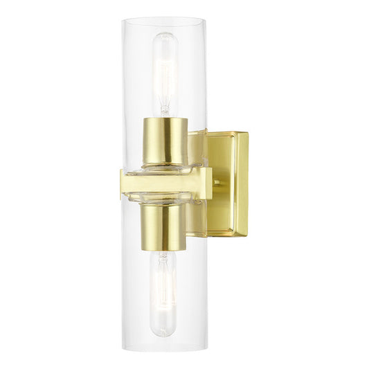 Livex Lighting Clarion Collection  2 Light Satin Brass Vanity Sconce in Satin Brass 18032-12