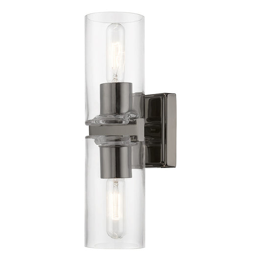 Livex Lighting Clarion Collection  2 Light Black Chrome Vanity Sconce in Black Chrome 18032-46