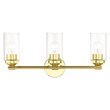 Livex Lighting Whittier Collection 3 Light Polished Brass Vanity Sconce 18083-02