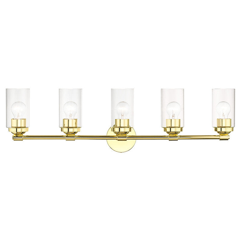 Livex Lighting Whittier Collection 5 Light Polished Brass Large Vanity Sconce 18085-02