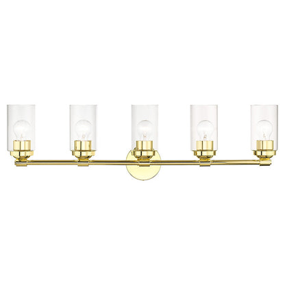 Livex Lighting Whittier Collection 5 Light Polished Brass Large Vanity Sconce 18085-02