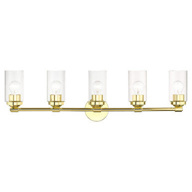 Livex Lighting Whittier Collection 5 Light Polished Brass Large Vanity Sconce 18085-02