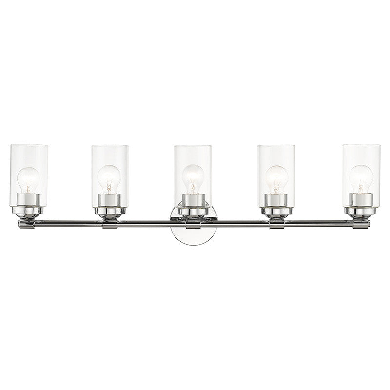 Livex Lighting Whittier Collection 5 Light Polished Chrome Large Vanity Sconce 18085-05