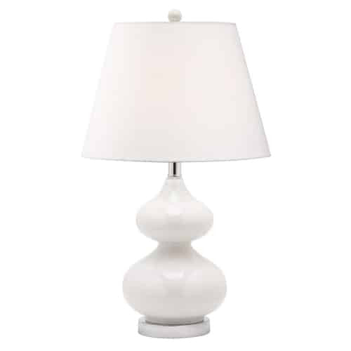 Dainolite 1 Light Incandescent Table Lamp White Glass Finish with White Shade 180T-WH