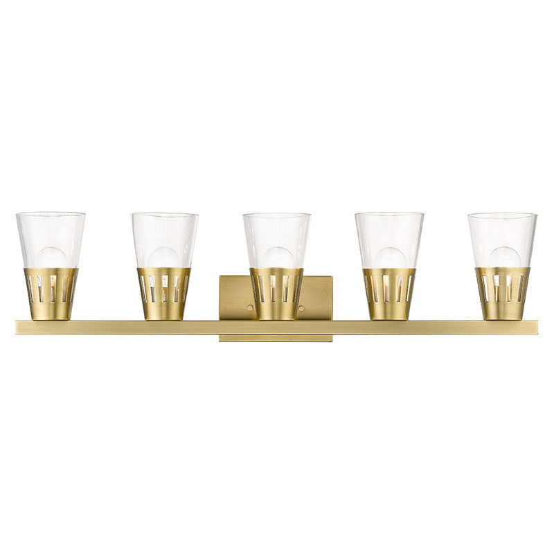 Livex Lighting Bennington Collection 5 Light Natural Brass Large Vanity Sconce 18175-08