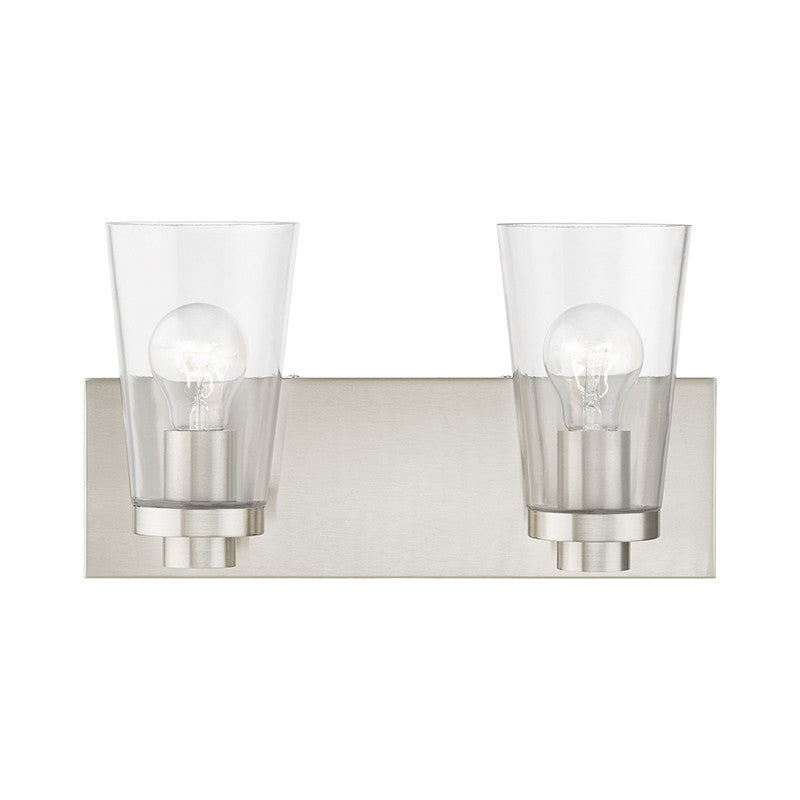 Livex Lighting Cityview Collection  2 Light Brushed Nickel Vanity Sconce in Brushed Nickel 18182-91