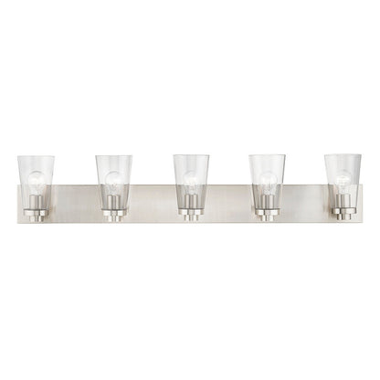 Livex Lighting Cityview Collection  5 Light Brushed Nickel Extra Large Vanity Sconce in Brushed Nickel 18185-91