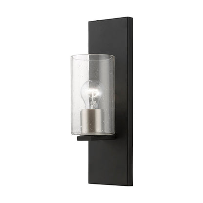 Livex Lighting Zurich Collection  1 Light Black with Brushed Nickel Accents Wall Sconce in Black with Brushed Nickel Accents 18471-04