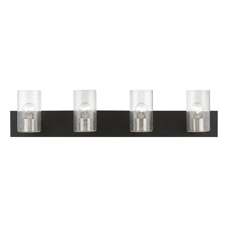 Livex Lighting Zurich Collection  4 Light Black with Brushed Nickel Accents Large Vanity Sconce in Black with Brushed Nickel Accents 18474-04