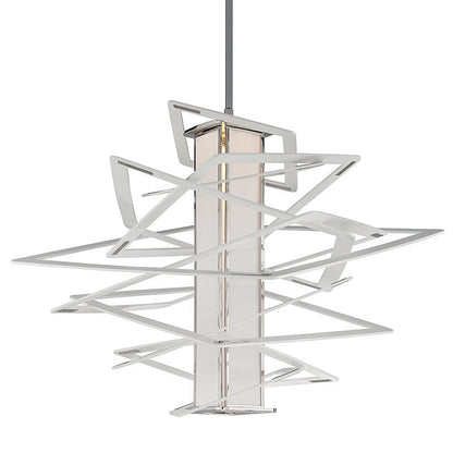 Corbett Lighting Tantrum Pendant in White With Polished Stainless 185-44