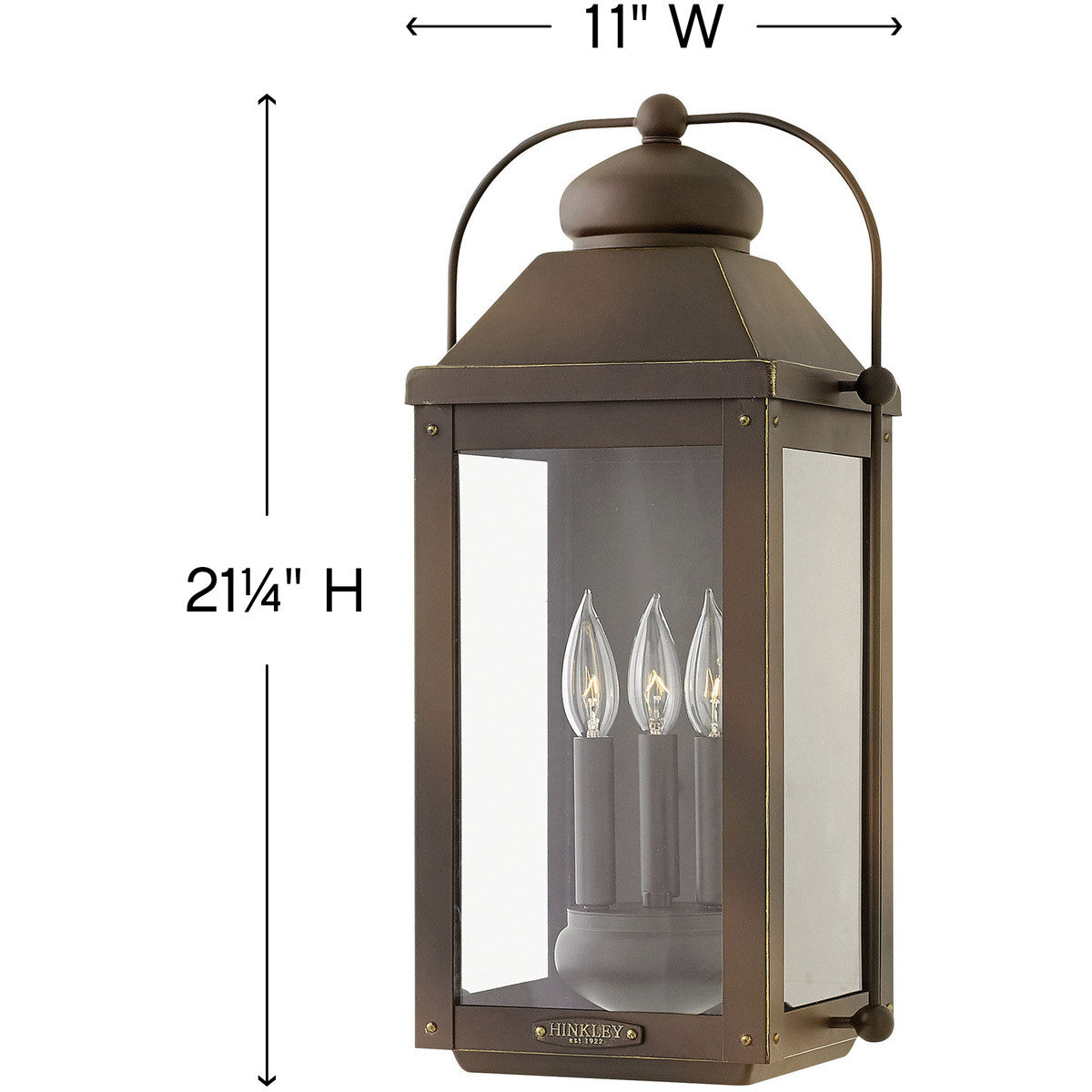 Hinkley Lighting Anchorage Large Wall Mount Lantern Light Oiled Bronze 1855LZ