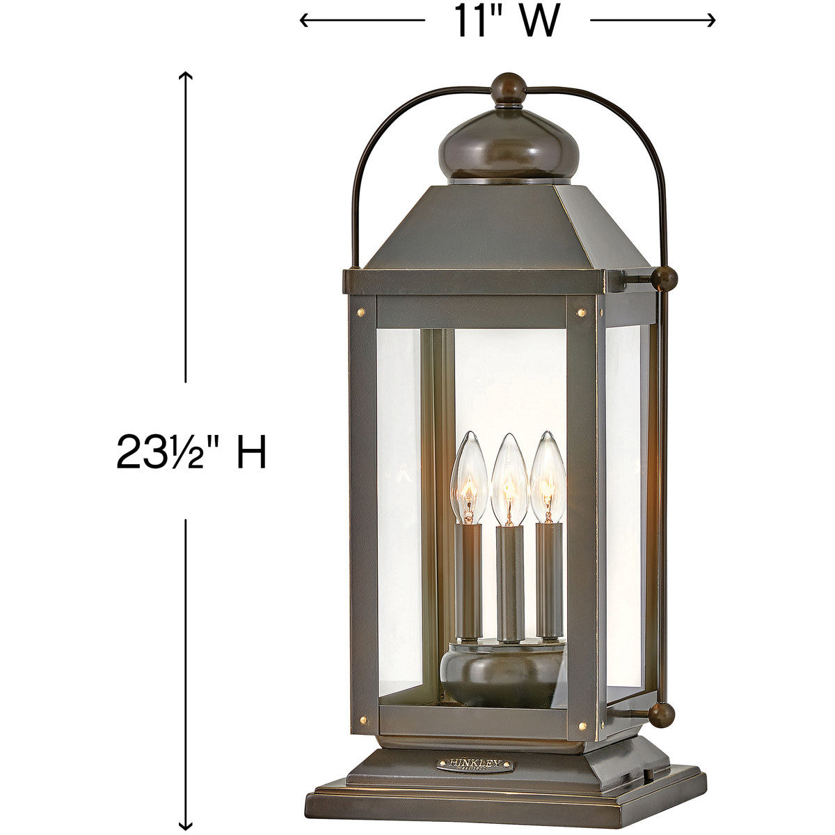 Hinkley Lighting Anchorage Large Pier Mount Lantern Light Oiled Bronze 1857LZ