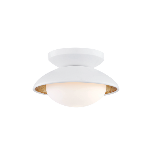 Mitzi 1 Light Semi Flush in White Lustro/Gold Leaf Combo H368601S-WH/GL