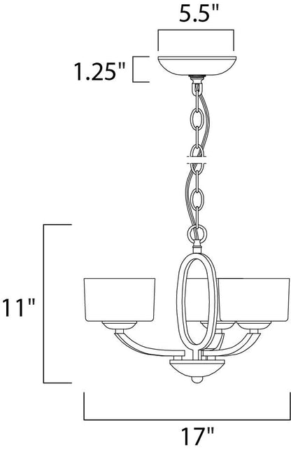 Maxim Elle 3-Light Semi-Flush Mount/Chandelier in Polished Chrome 19041FTPC