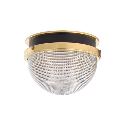 Hudson Valley Lighting Lucien Flush Mount in Aged Brass/black 6914-AGB/BK