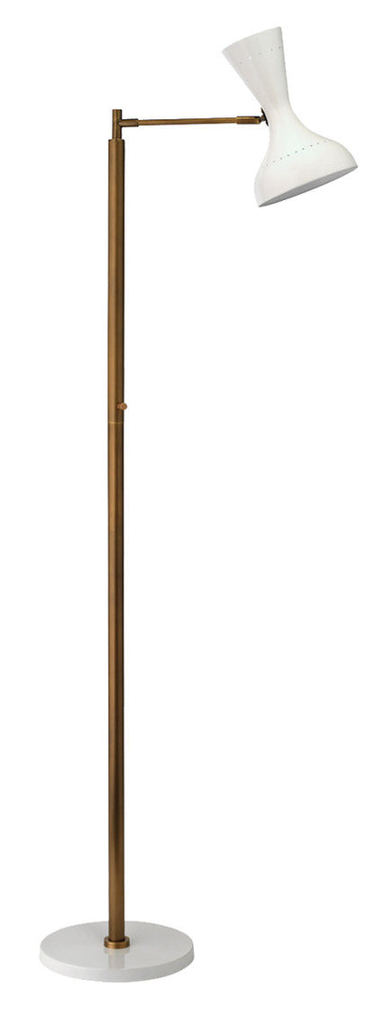 Jamie Young Pisa Swing Arm Floor Lamp in White Lacquer & Antique Brass Metal 1PISA-FLWH