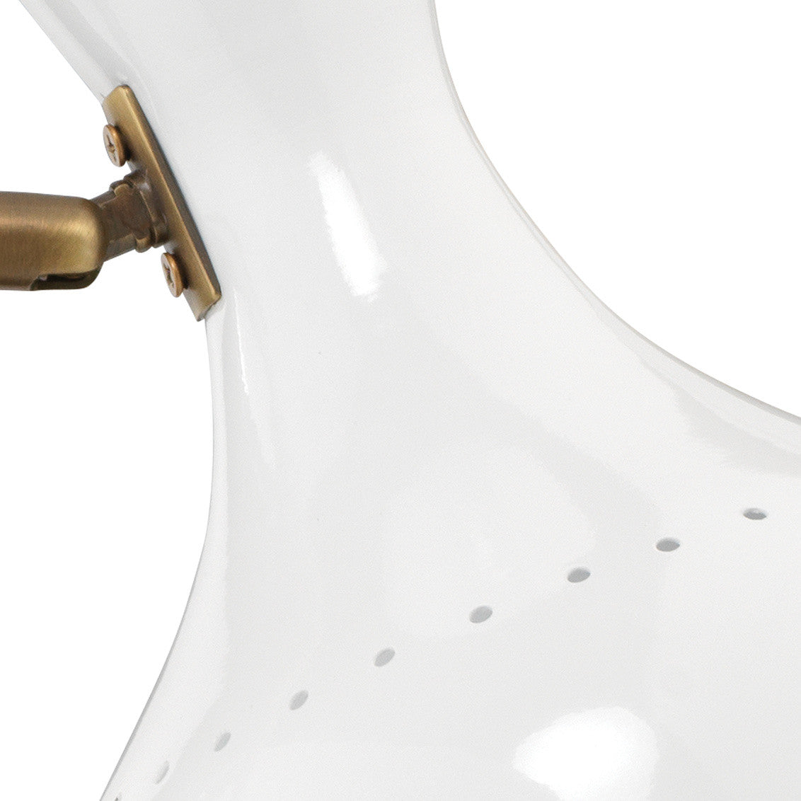 Jamie Young Pisa Swing Arm Table Lamp in White Lacquer & Antique Brass Metal 1PISA-TLWH