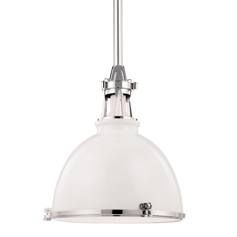 Hudson Valley Lighting Massena Pendant in White/polished Nickel Combo 4620-WPN