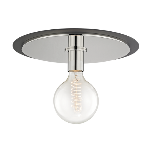 Mitzi 1 Light Flush Mount in Polished Nickel/Black H137501L-PN/BK