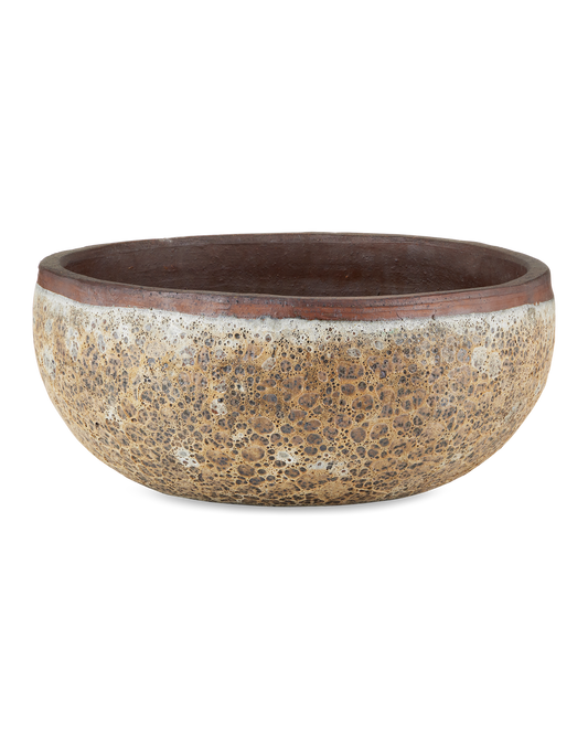 Currey & Co Lyra Beige Large Planter in Reactive Cream 2200-0041