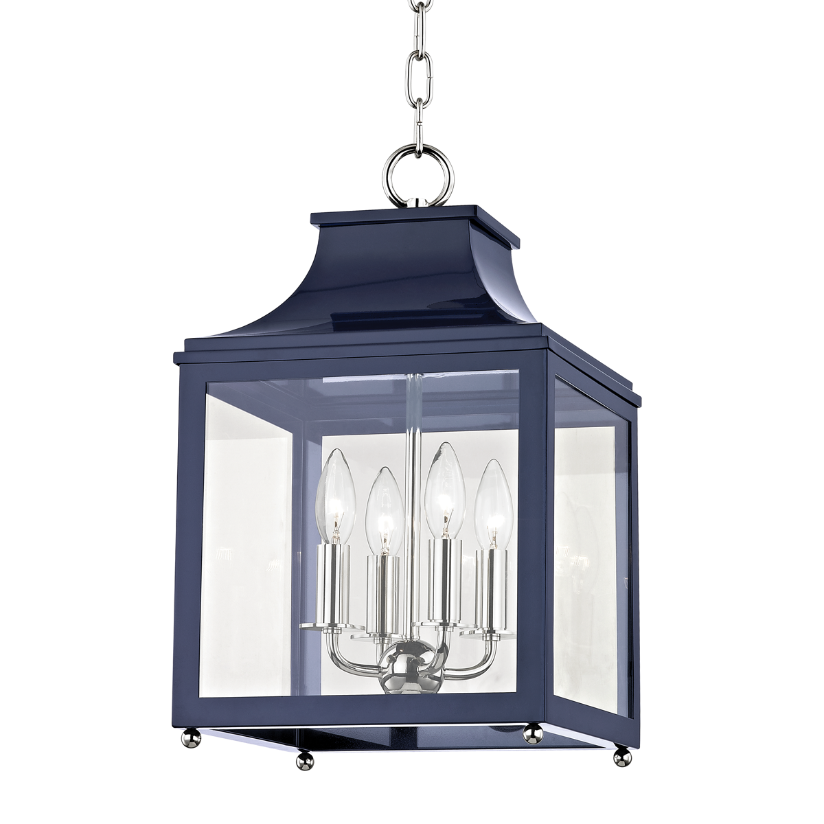 Mitzi 4 Light Lantern in Polished Nickel/Navy H259704S-PN/NVY