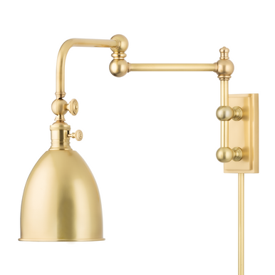 Hudson Valley Lighting Roslyn Plug-In Sconce in Aged Brass 771-AGB