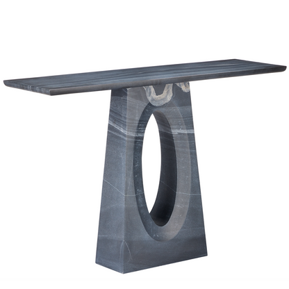 Currey & Co. 32" Demi Black Bheslana Marble Console Table 3000-0258