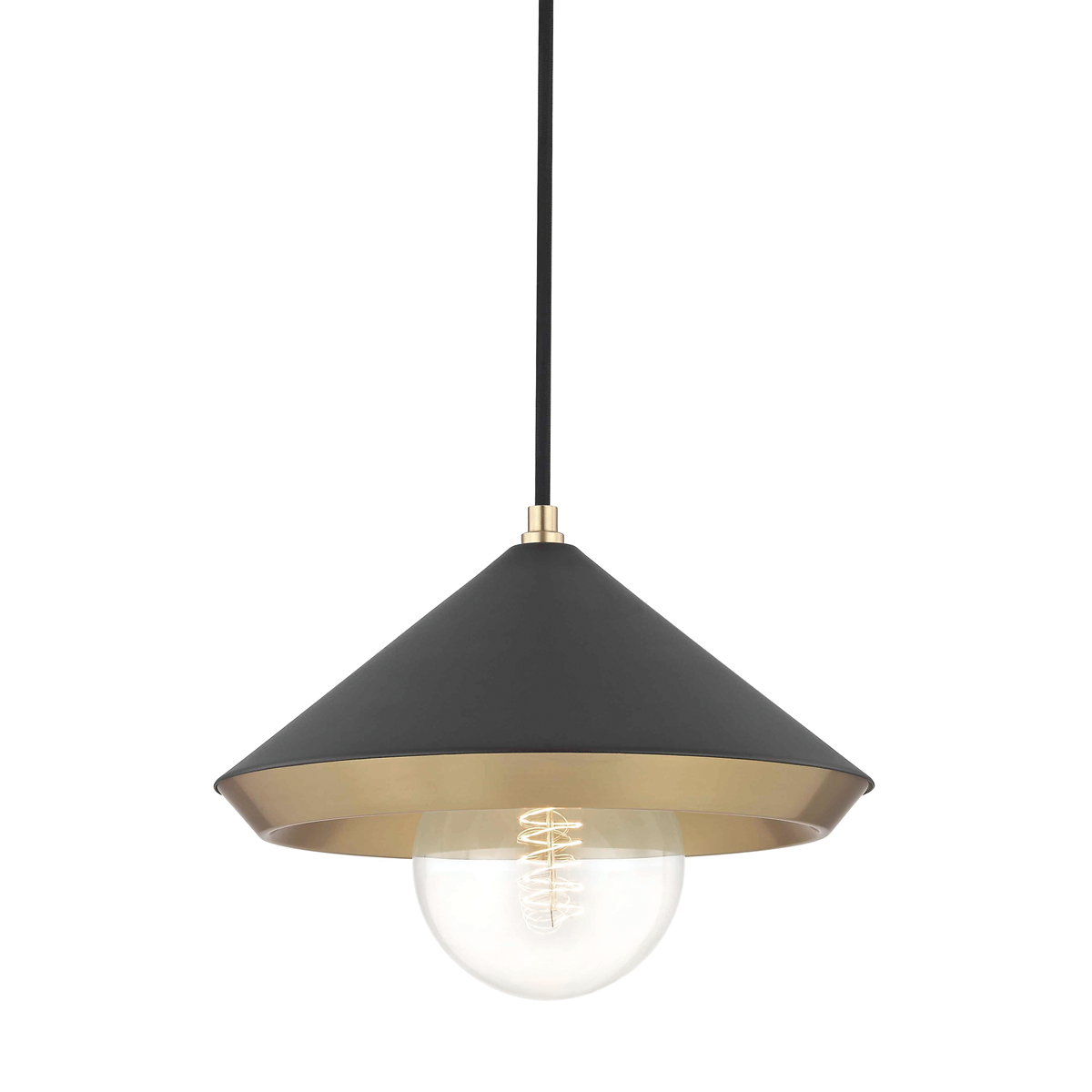 Mitzi 1 Light Pendant in Aged Brass/Black H139701L-AGB/BK