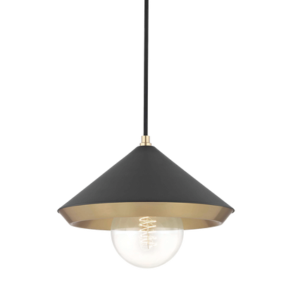 Mitzi 1 Light Pendant in Aged Brass/Black H139701L-AGB/BK