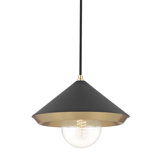 Mitzi 1 Light Pendant in Aged Brass/Black H139701L-AGB/BK