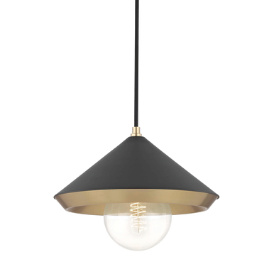 Mitzi 1 Light Pendant in Aged Brass/Black H139701L-AGB/BK