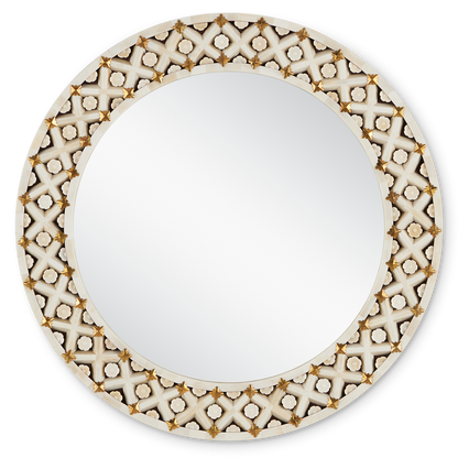 Currey & Co. 30" Ellaria Round Bone Wall Mirror 1000-0136