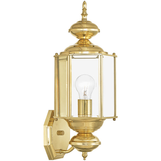 Livex Lighting Outdoor Basics Collection 1 Light PB Outdoor Wall Lantern in Polished Brass 2006-02