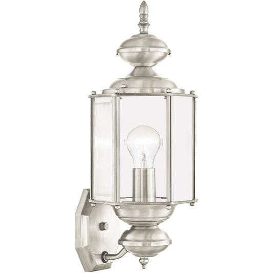 Livex Lighting Outdoor Basics Collection 1 Light BN Outdoor Wall Lantern in Brushed Nickel 2006-91