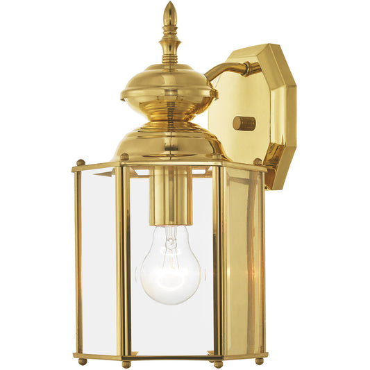 Livex Lighting Outdoor Basics Collection 1 Light PB Outdoor Wall Lantern in Polished Brass 2007-02