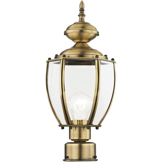 Livex Lighting Outdoor Basics Collection 1 Light Antique Brass Post-Top Lantern in Antique Brass 2009-01