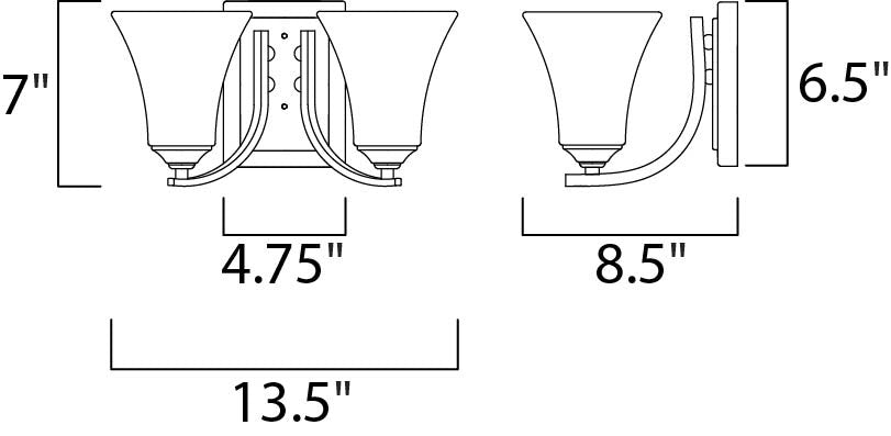 Maxim Aurora 2-Light Bath Vanity in Satin Nickel 20099FTSN