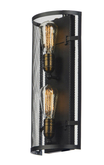 Maxim Palladium 2-Light Wall Sconce in Black / Natural Aged Brass 20119BKNAB