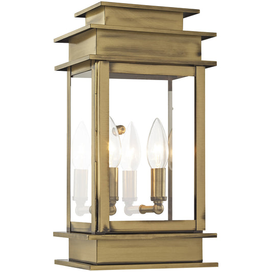 Livex Lighting Princeton Collection 2 Light AB Outdoor Wall Lantern in Antique Brass 2014-01