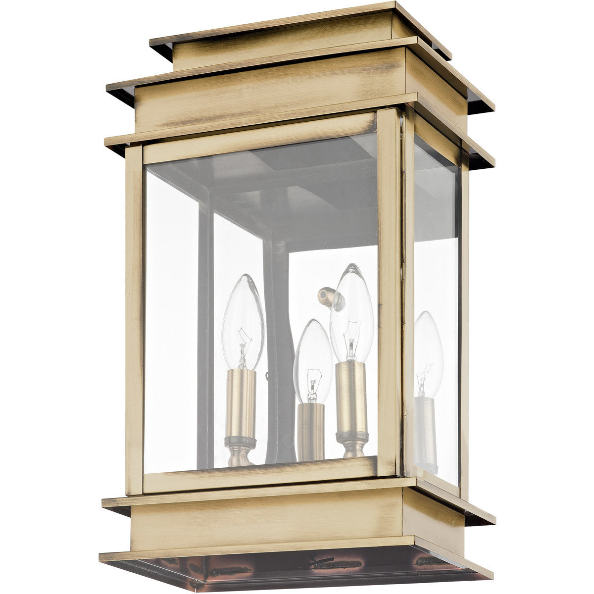 Livex Lighting Princeton Collection 2 Light AB Outdoor Wall Lantern in Antique Brass 2016-01