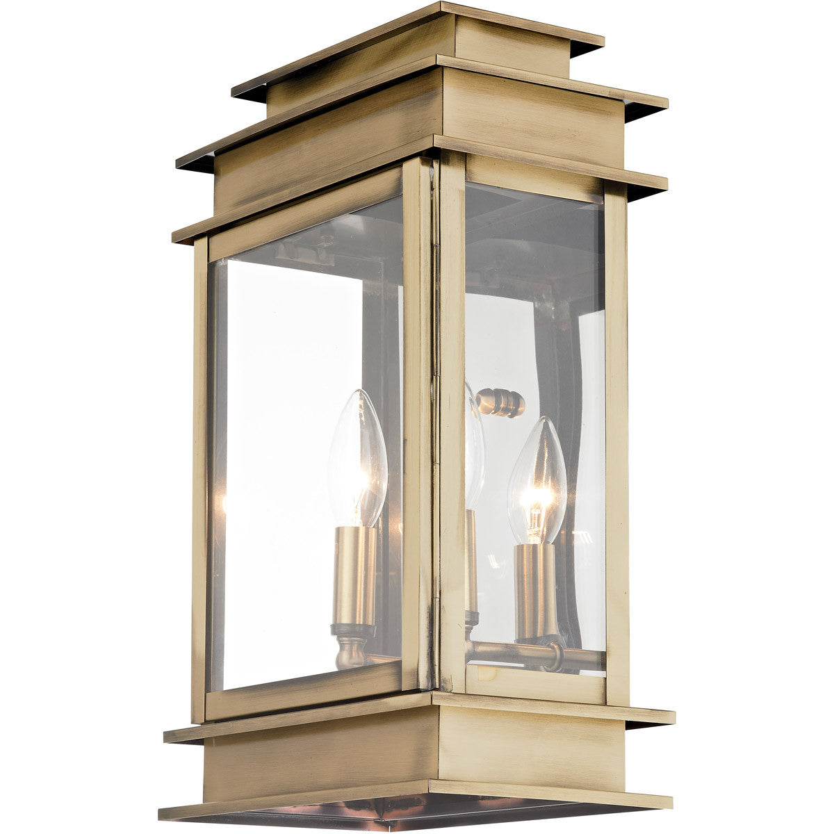 Livex Lighting Princeton Collection 2 Light AB Outdoor Wall Lantern in Antique Brass 2016-01