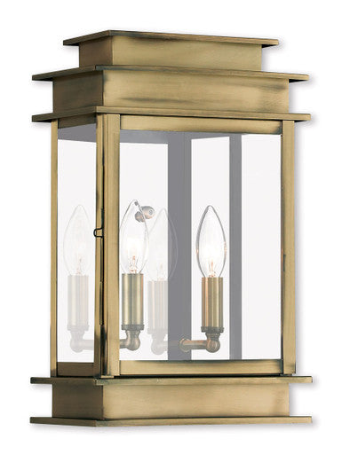 Livex Lighting Princeton Collection 2 Light AB Outdoor Wall Lantern in Antique Brass 2016-01