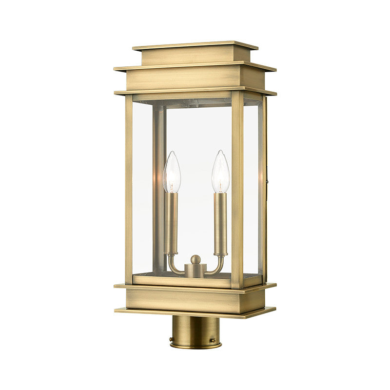 Livex Lighting Princeton Collection  2 Light Antique Brass Outdoor Large Post Top Lantern in Antique Brass 2017-01